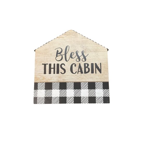 Bless This Cabin Wooden Plaid Wall Decor With Rustic Charm - Picture 2 of 4